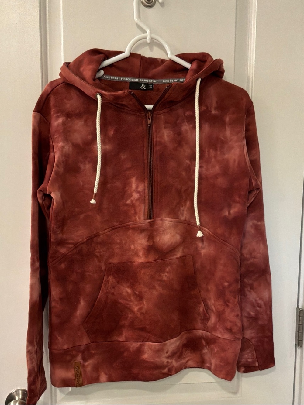 AMPERSAND AVE Burgundy Tie-Dye Half-Zip Hoodie